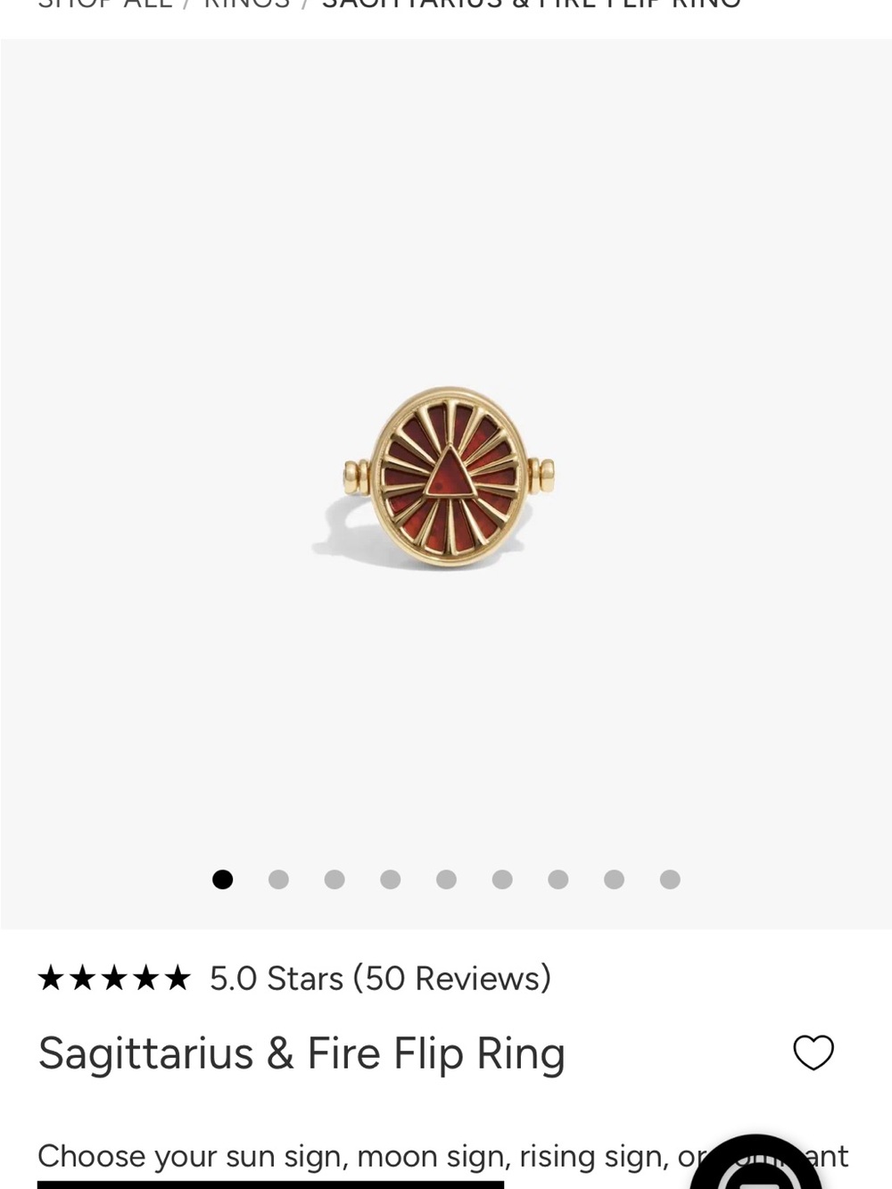 Awe inspired fire element & Sagittarius Flip Ring — Gold with Carnelian
